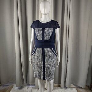 Julia Jordan Women's Navy Blue, Sheath, Lined, Cap Sleeve, Career Dress Size 10